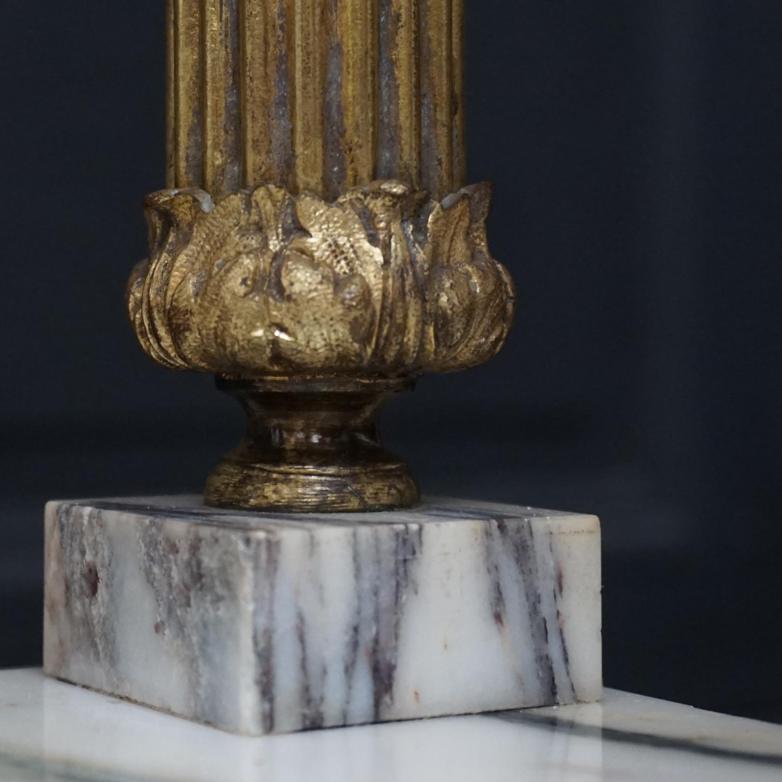 Midcentury Neoclassical Marble and Gilt Brass Three-Tier Étagère Shelf Stand 3