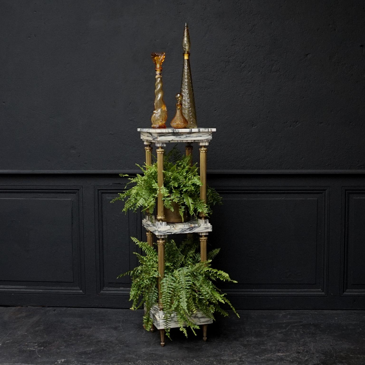 marble and brass 3 tiered stand
