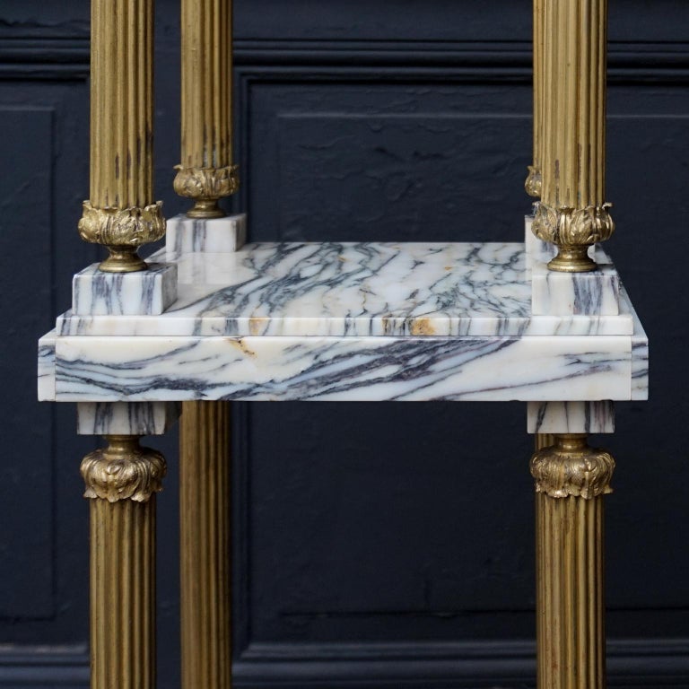 Midcentury Neoclassical Marble and Gilt Brass ThreeTier Étagère Shelf