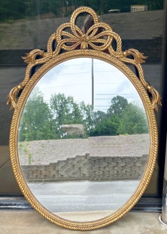 Neo-Classical Style Carved Giltwood Rope and Tassel Motif Mirror
