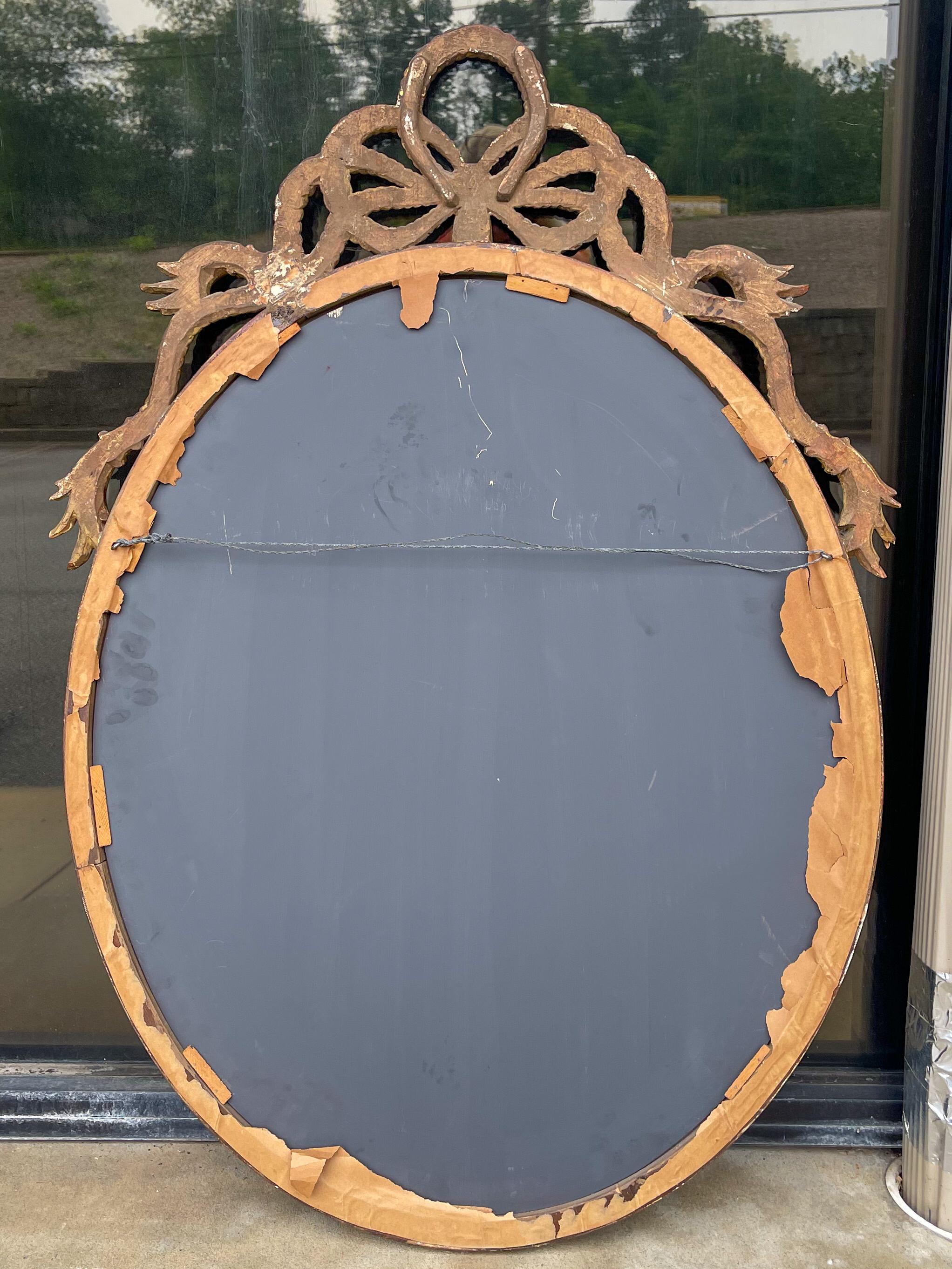 Neo-Classical Style Carved Giltwood Rope and Tassel Motif Mirror  In Good Condition For Sale In Kennesaw, GA