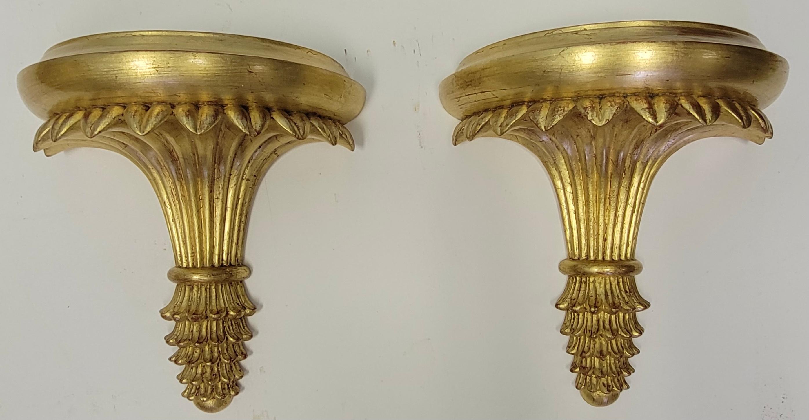 20th Century Mid-Century Neo-Classical Style Gilt Italian Wall Brackets, Set of 4 For Sale