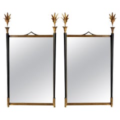 Mid-Century Neo-Classical Style Giltwood & Ebony Mirrors By Palladio - Pair