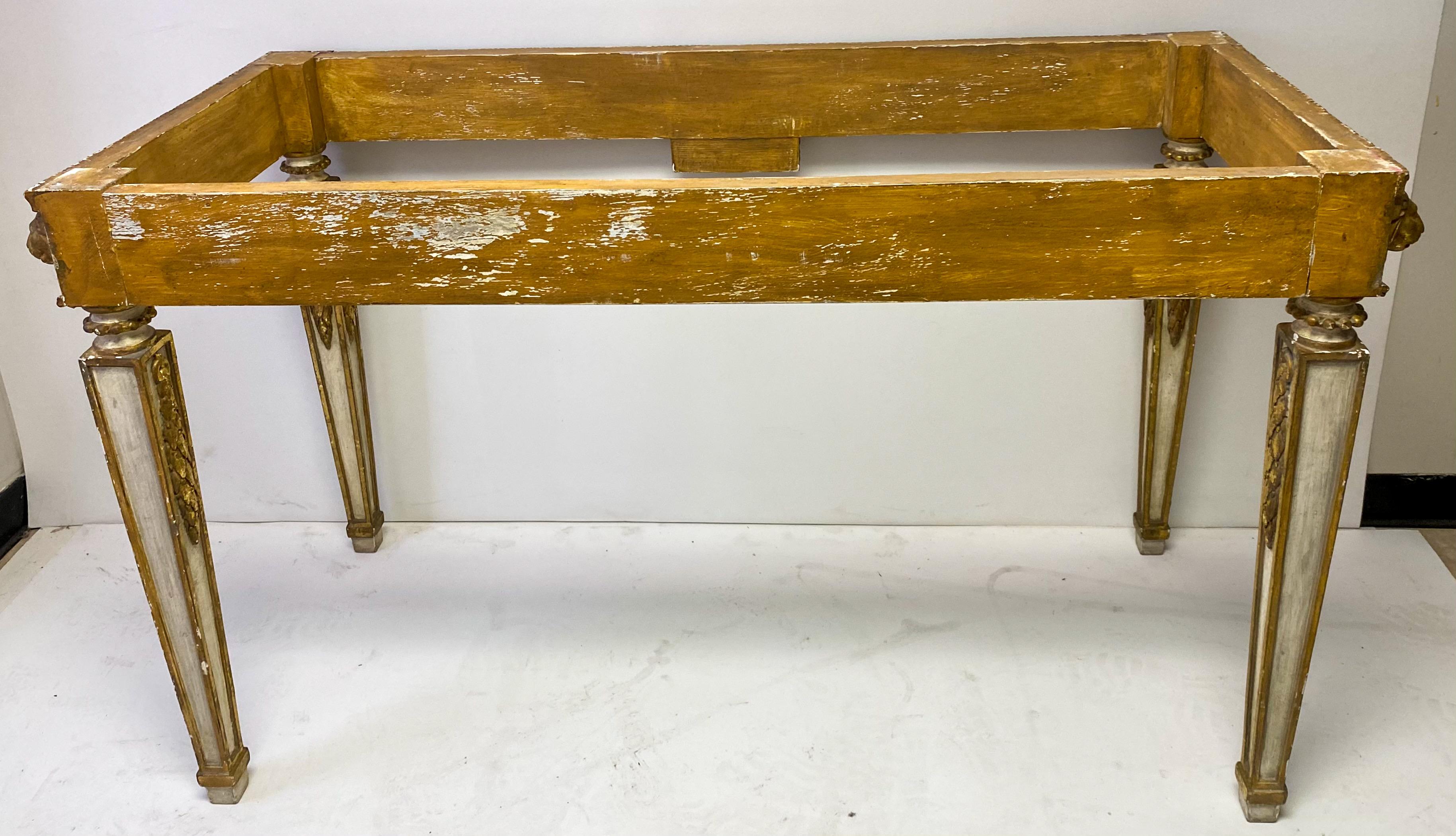 Midcentury Neoclassical Style Italian Marble-Top Console Table In Good Condition In Kennesaw, GA