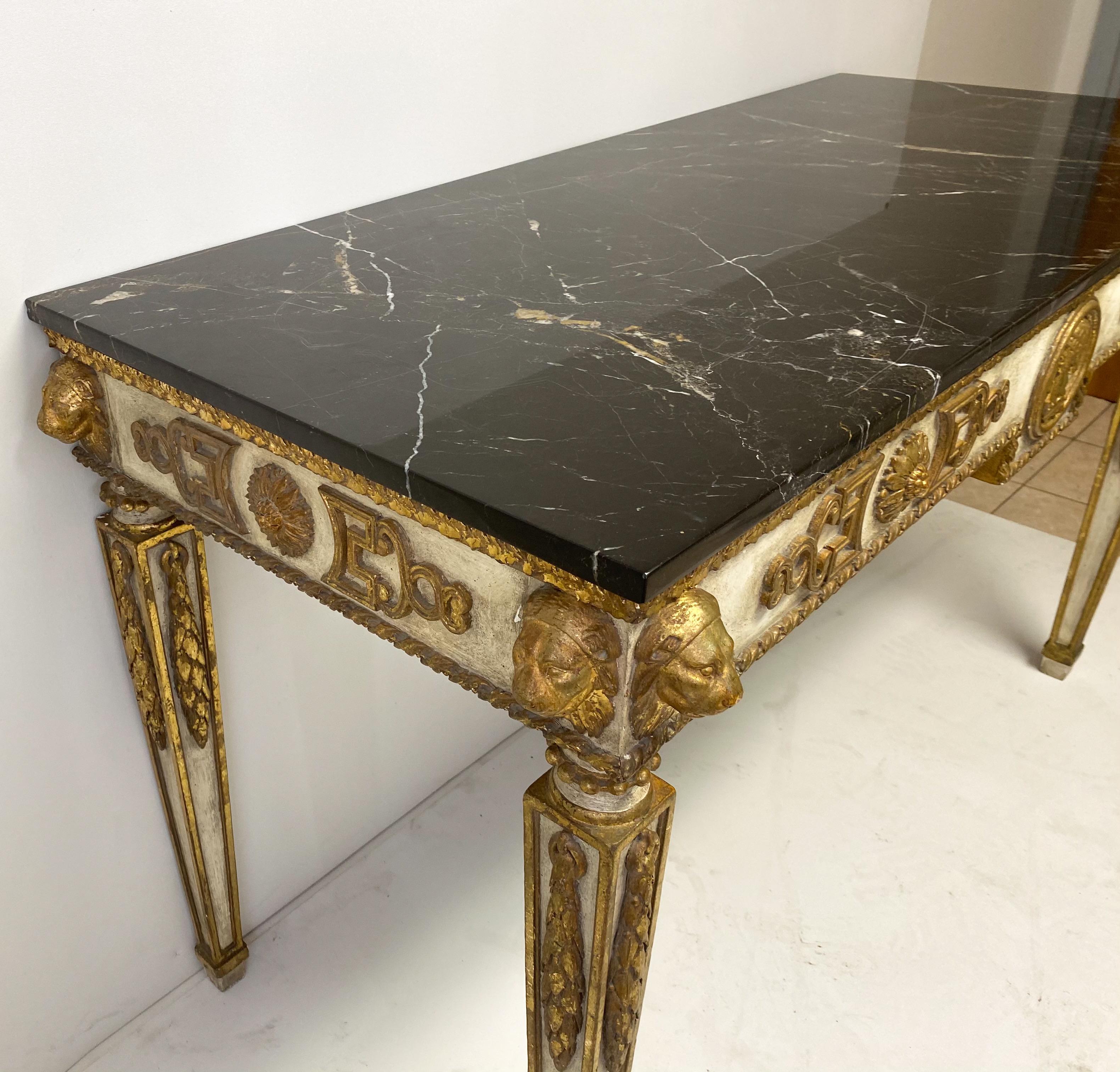 20th Century Midcentury Neoclassical Style Italian Marble-Top Console Table