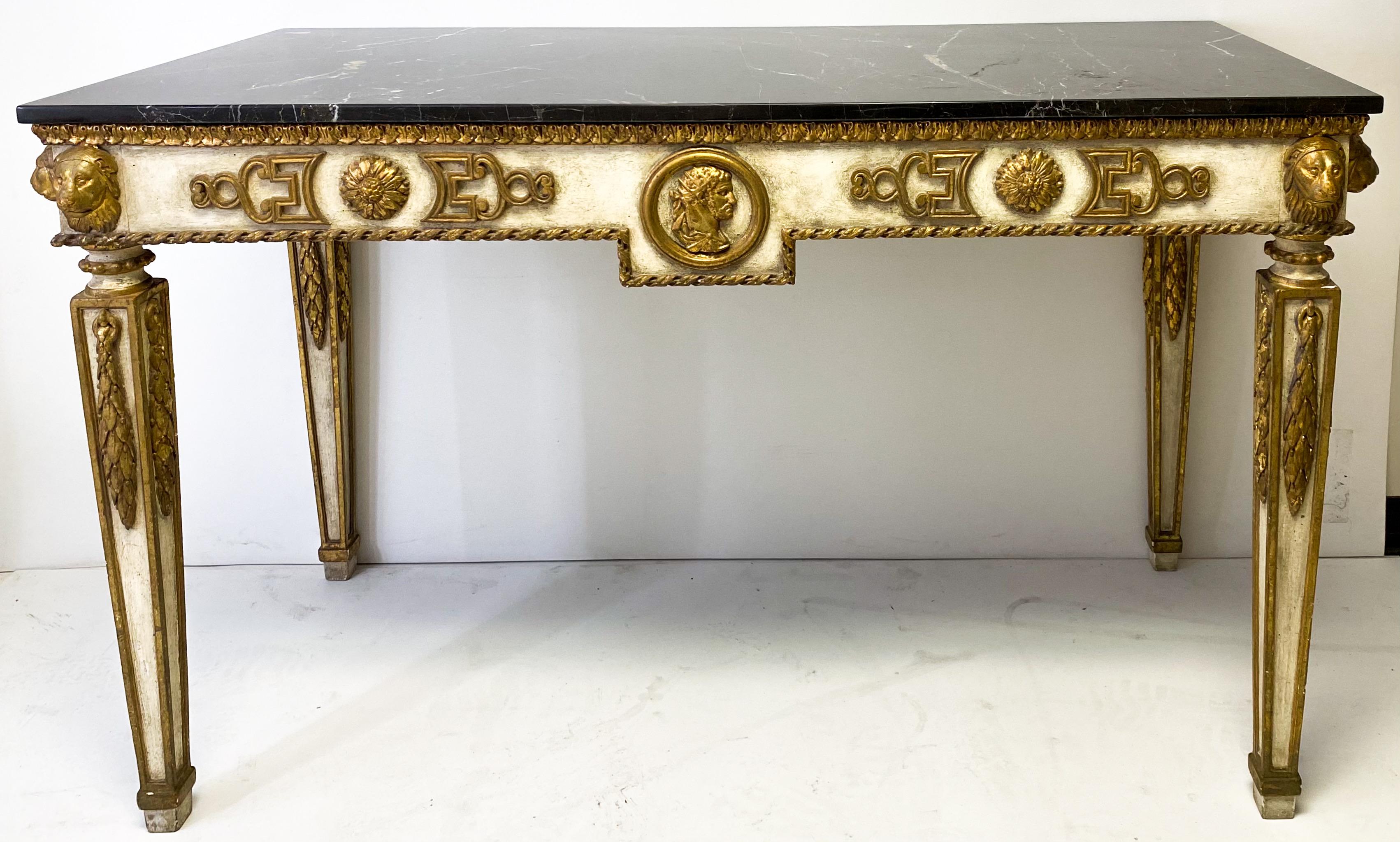 Midcentury Neoclassical Style Italian Marble-Top Console Table 2