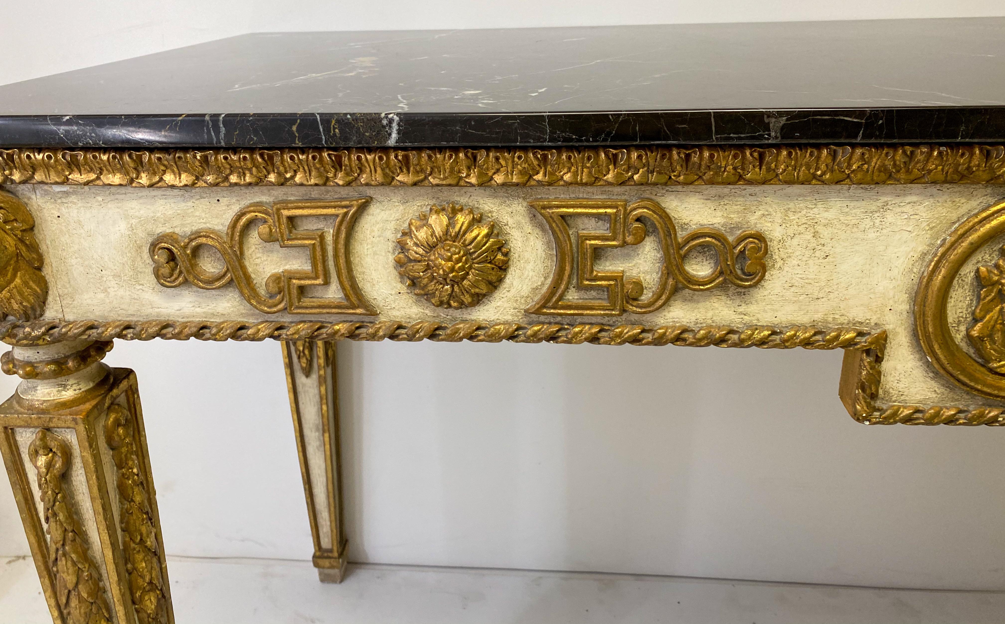 Midcentury Neoclassical Style Italian Marble-Top Console Table 3