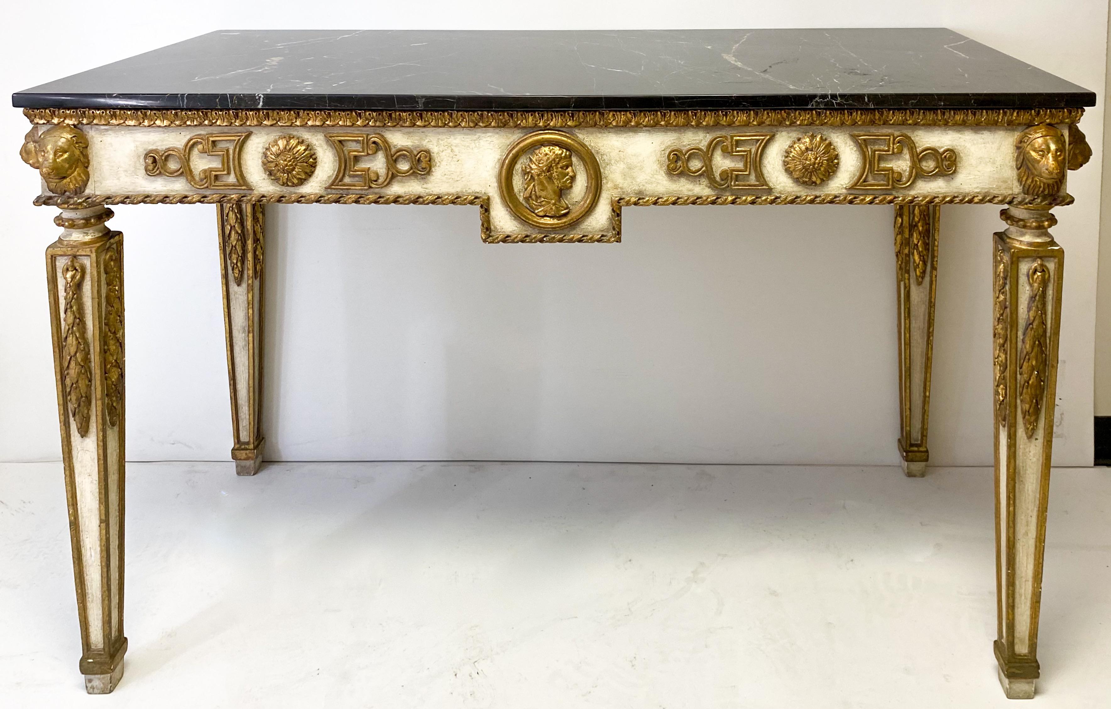 Midcentury Neoclassical Style Italian Marble-Top Console Table 5