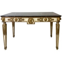 Midcentury Neoclassical Style Italian Marble-Top Console Table