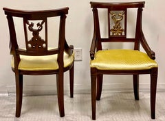 Midcentury Neoclassical Style Mahogany and Gilt Chairs, a Pair