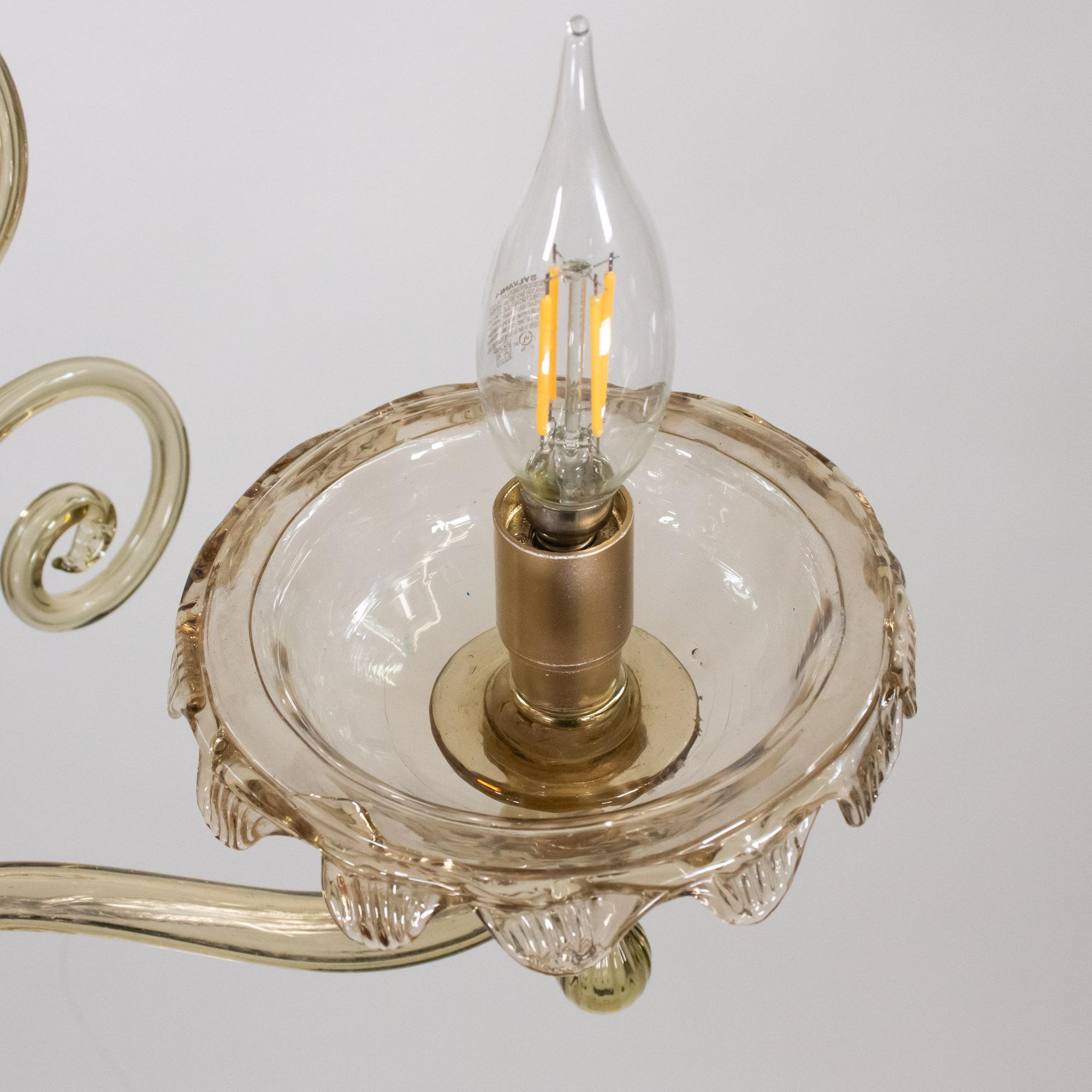 Lampadario neo-rococò di Murano di metà secolo con ambra dorata in vendita 11