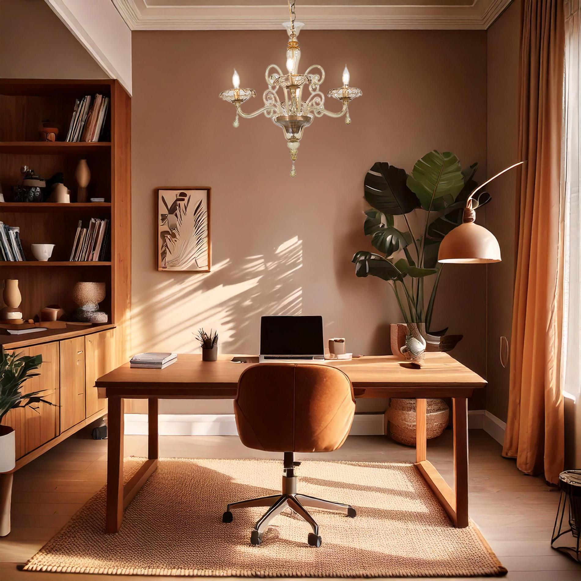Lampadario neo-rococò di Murano di metà secolo con ambra dorata in vendita 12