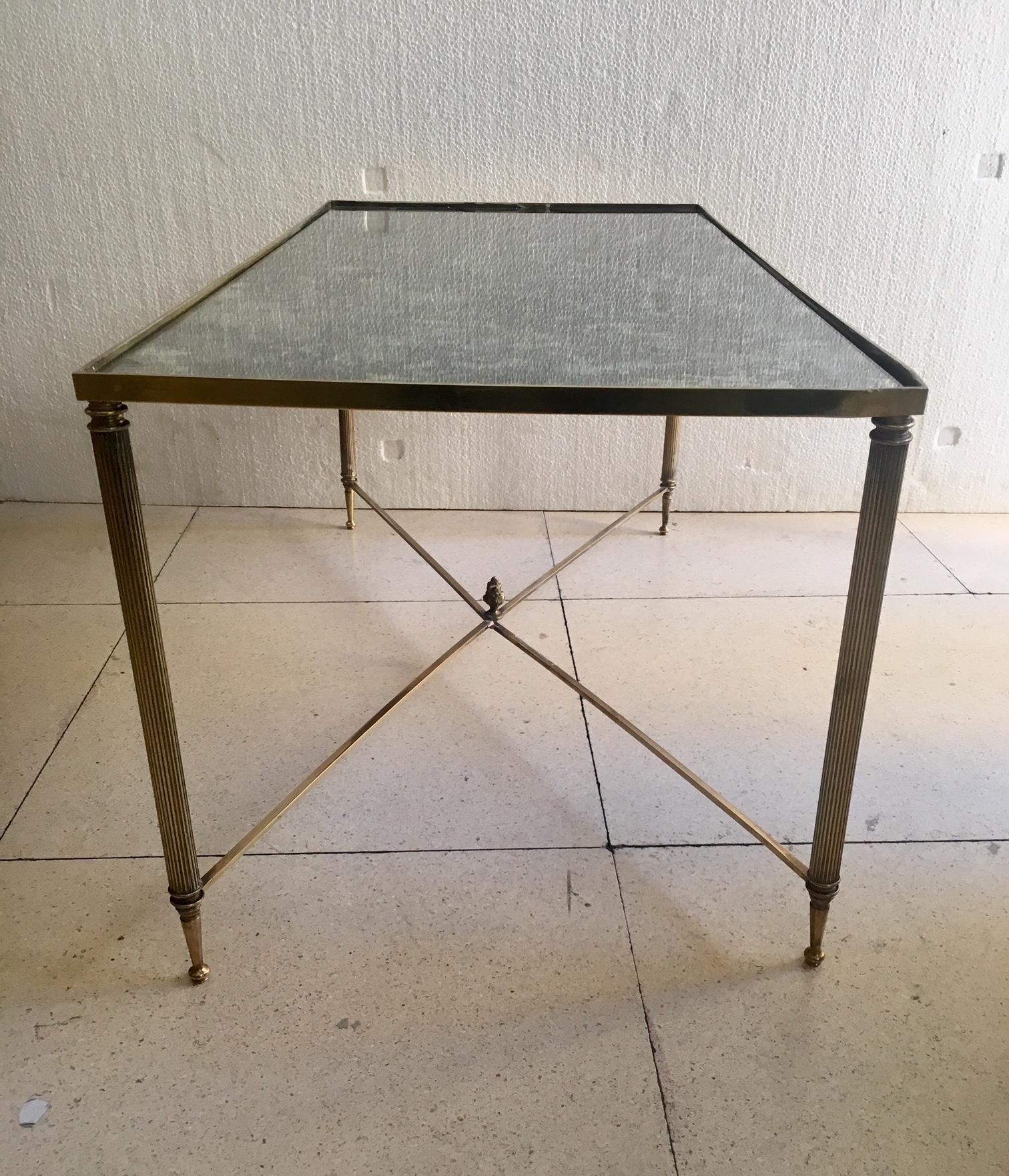 French Midcentury Neocalssical Brass Coffee Table Jansen Style