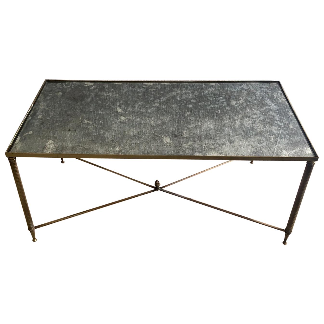Midcentury Neocalssical Brass Coffee Table Jansen Style