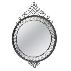 Specchio rotondo in ghisa neoclassico di metà secolo, circa 1950