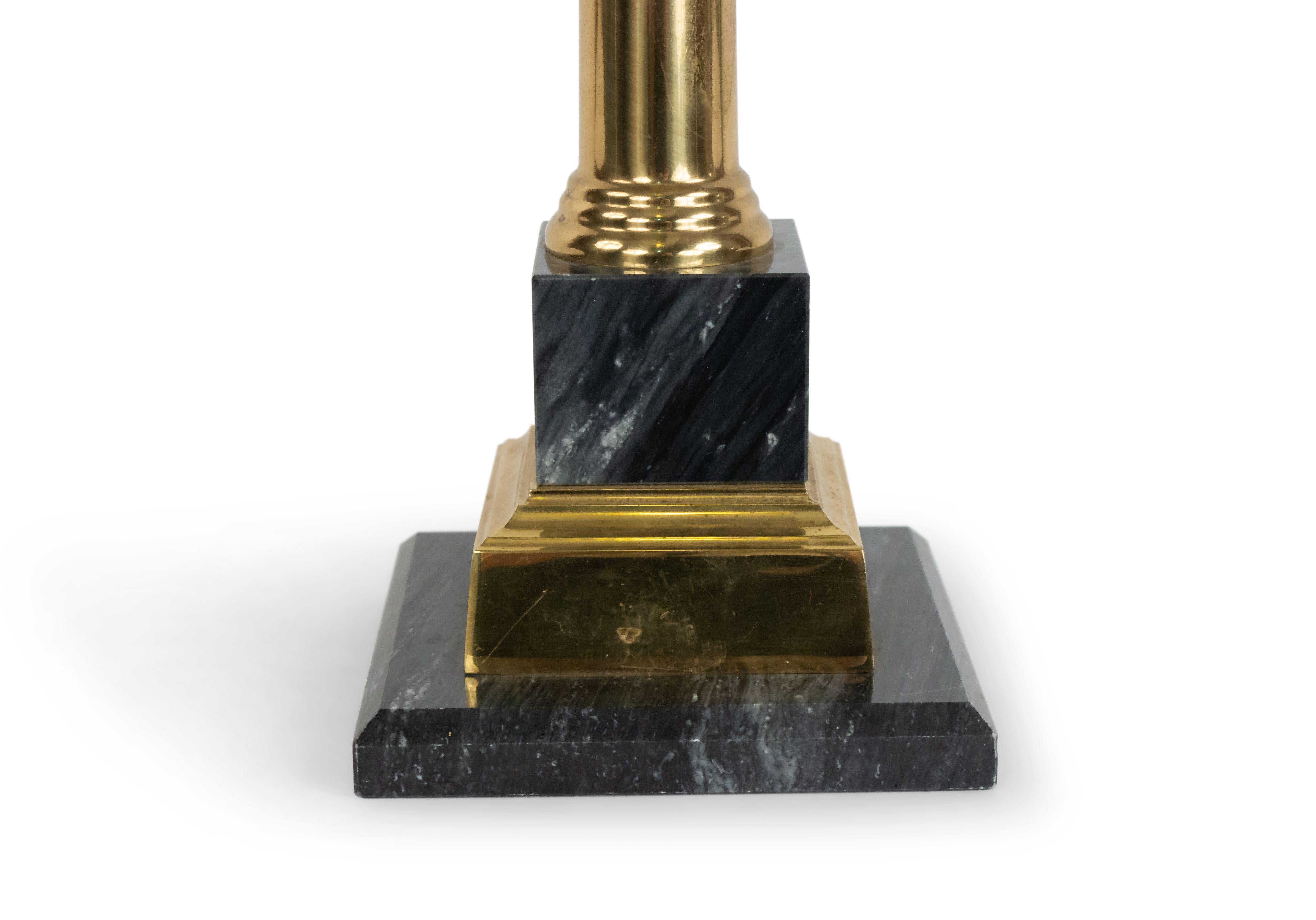 Midcentury Neoclassic Style Brass and Marble Table Lamps In Good Condition In Queens, NY