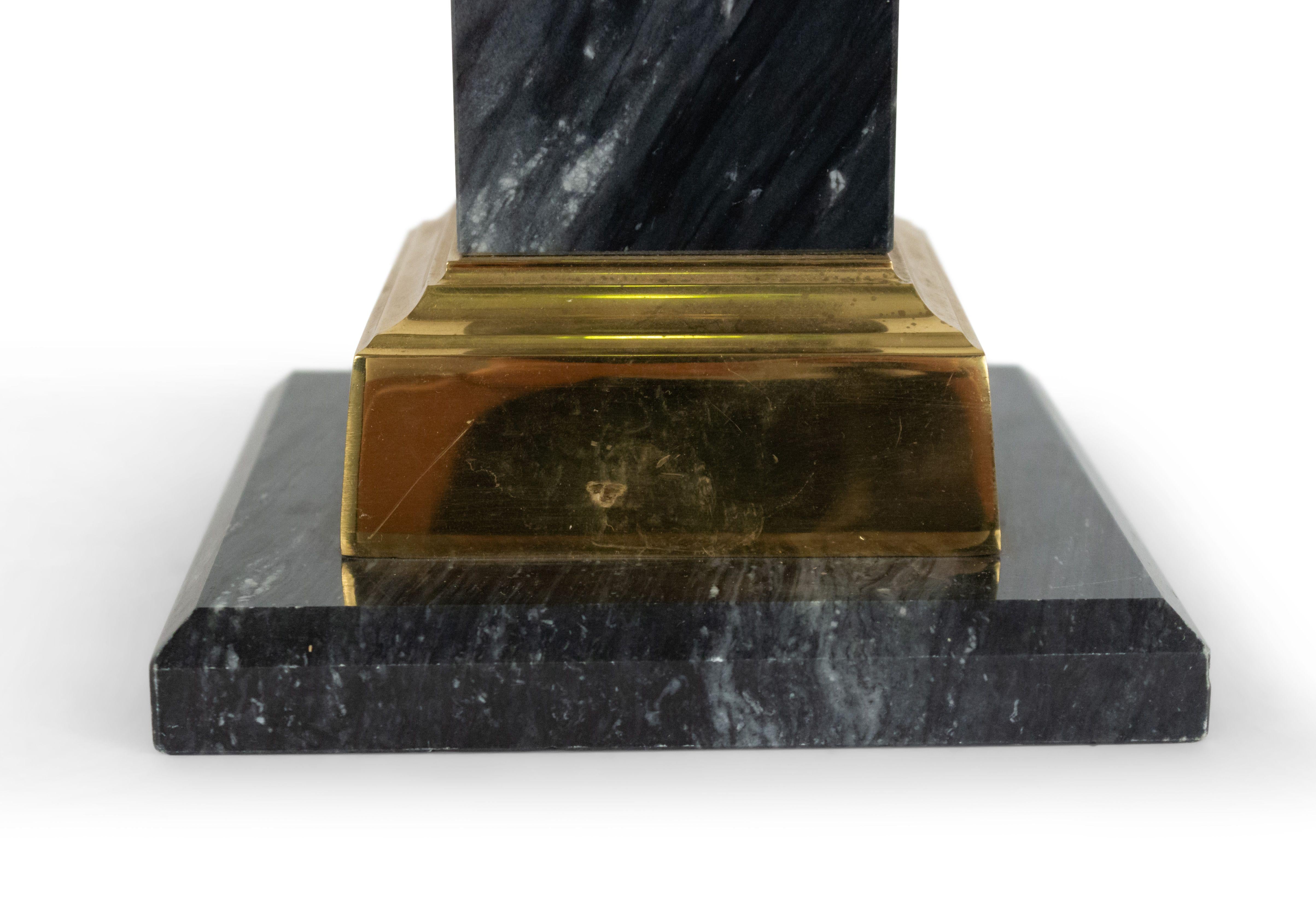 20th Century Midcentury Neoclassic Style Brass and Marble Table Lamps