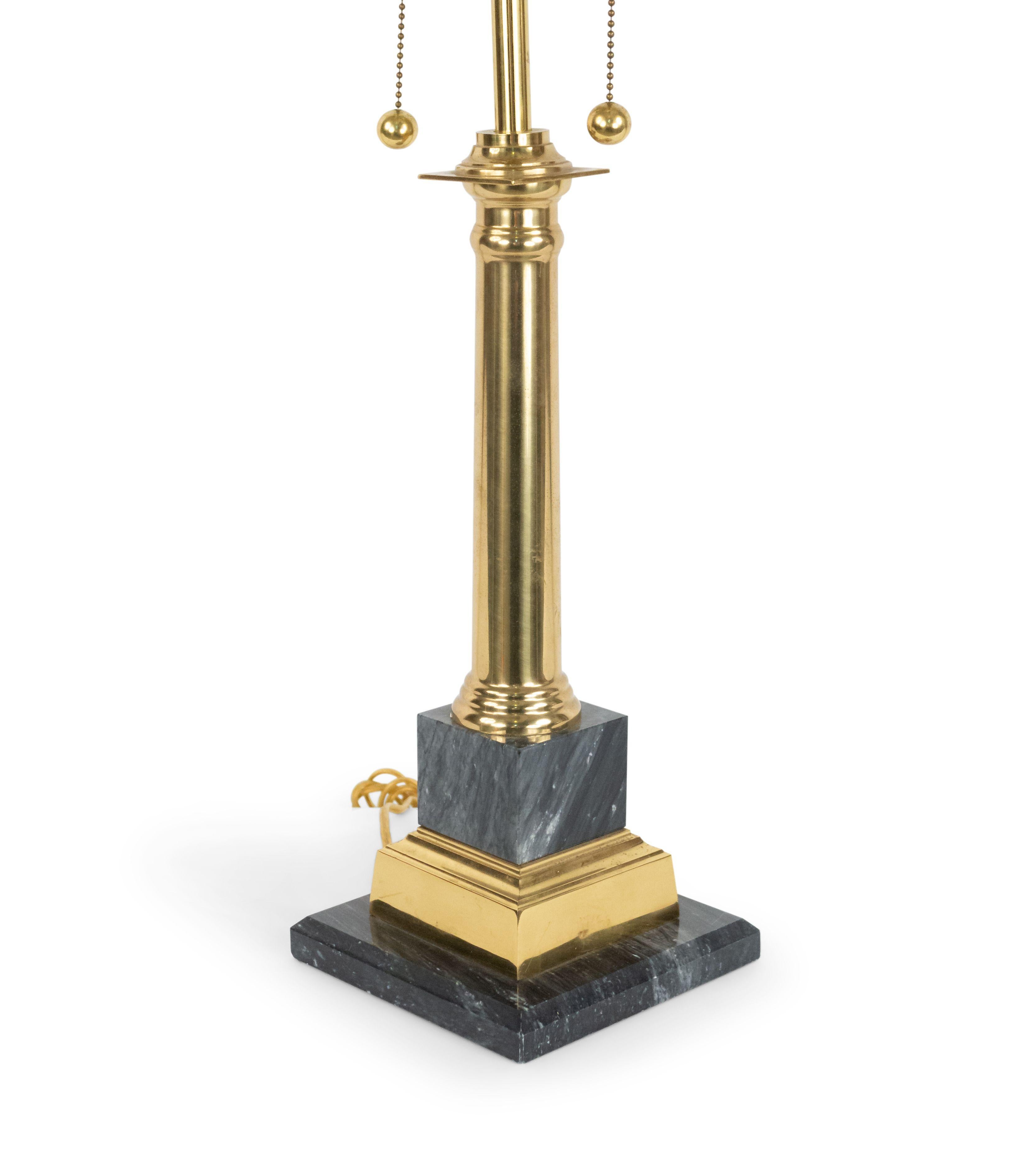 Midcentury Neoclassic Style Brass and Marble Table Lamps 2
