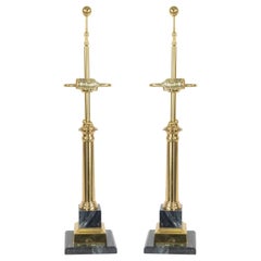 Midcentury Neoclassic Style Brass and Marble Table Lamps
