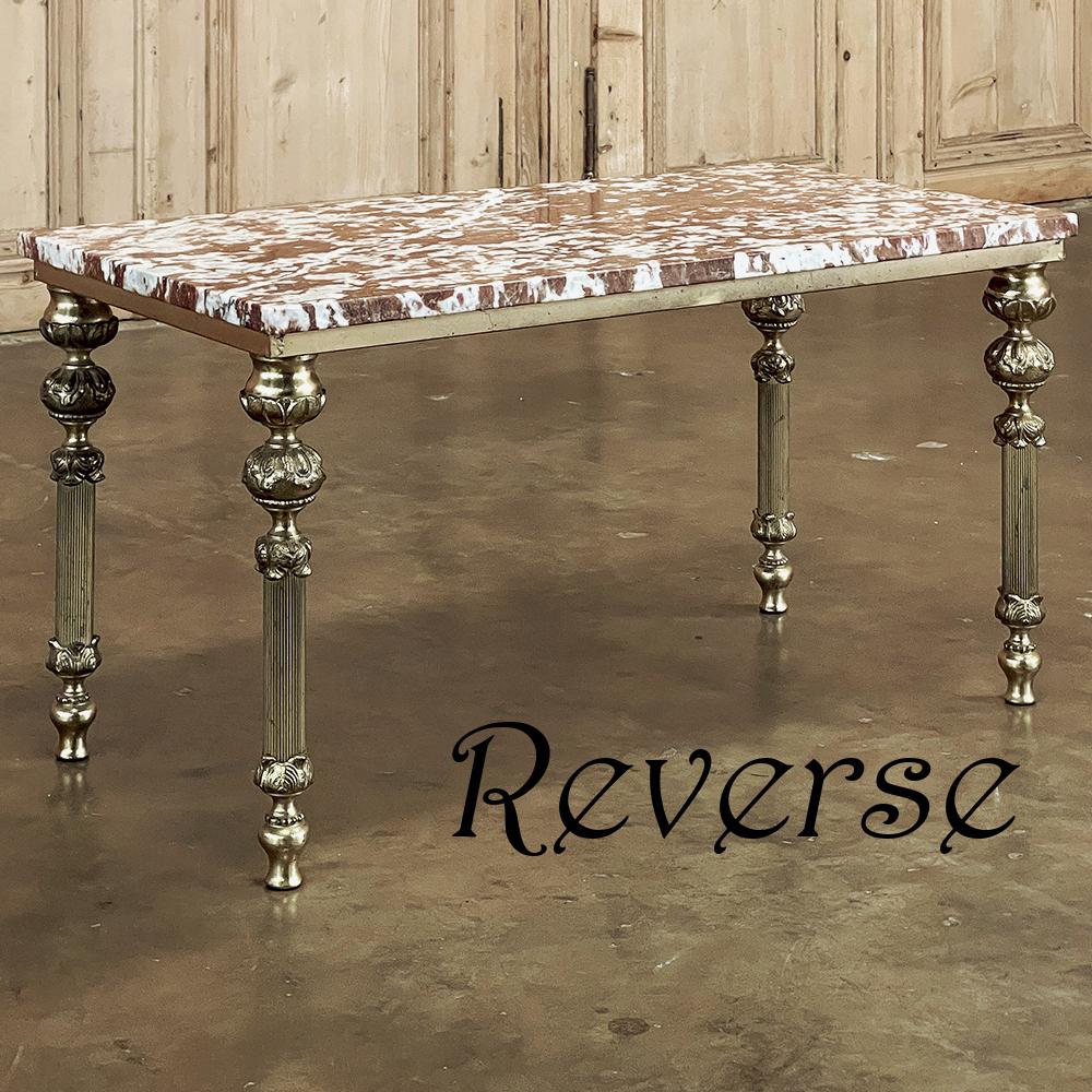 Mid-Century Neoclassical Brass & Marble Coffee Table For Sale 9