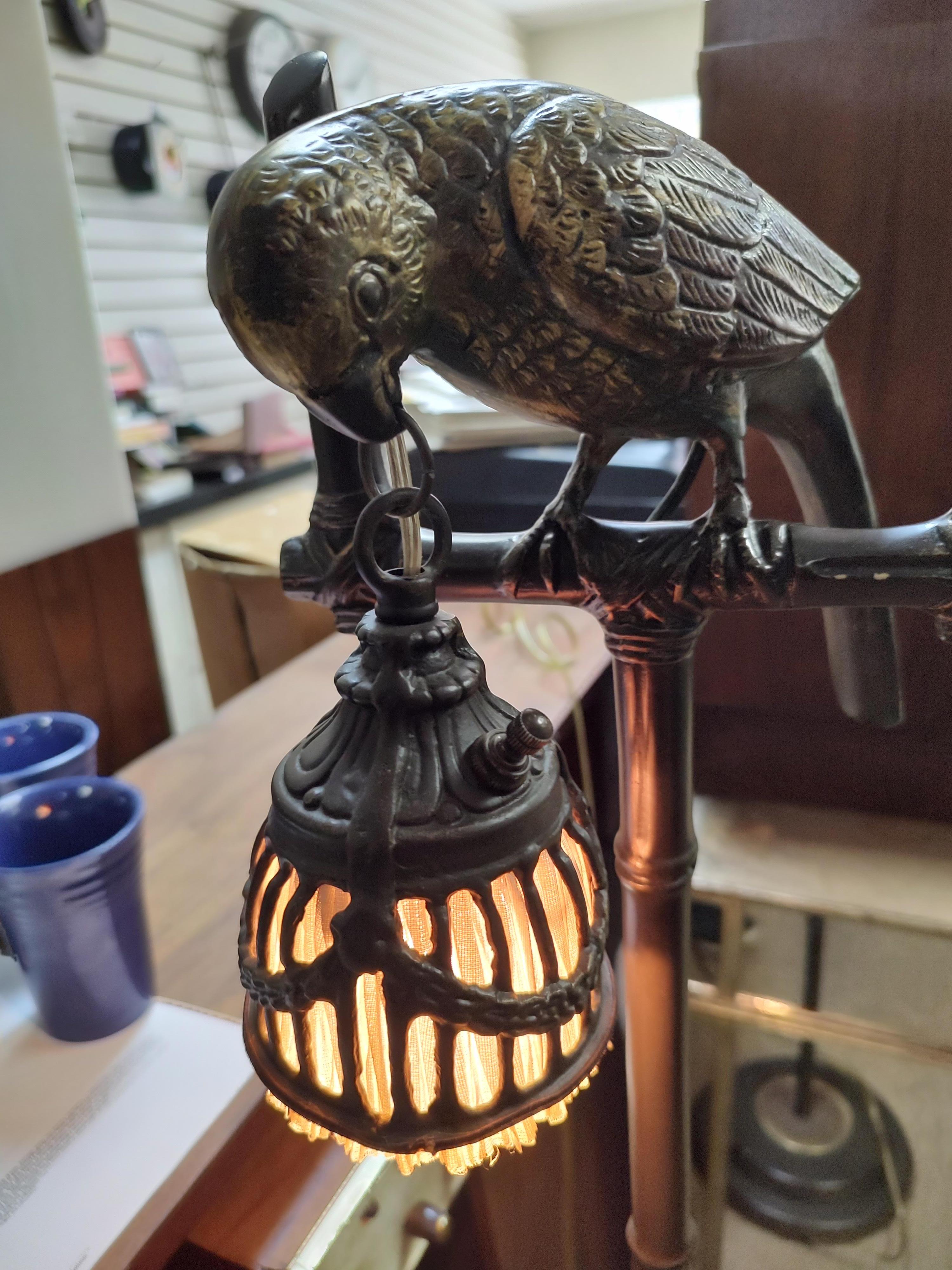 Mid Century Neoclassical Floor Lamp Perched Bird Holding Light Frederick Cooper For Sale at