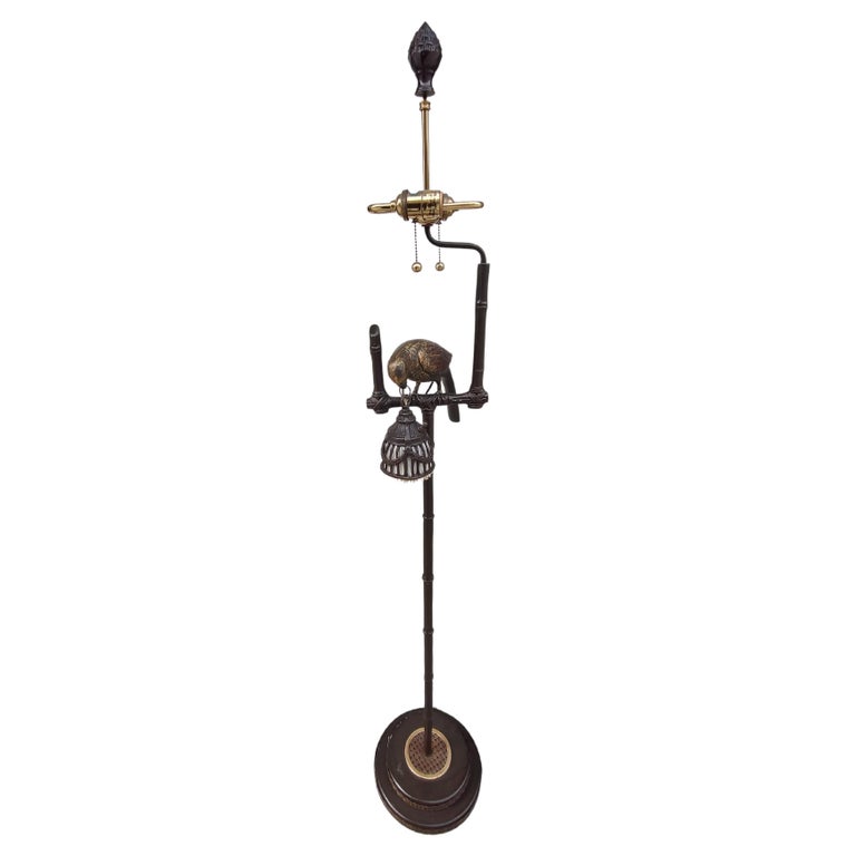 Mid Century Neoclassical Floor Lamp Perched Bird Holding Light Frederick Cooper For Sale at