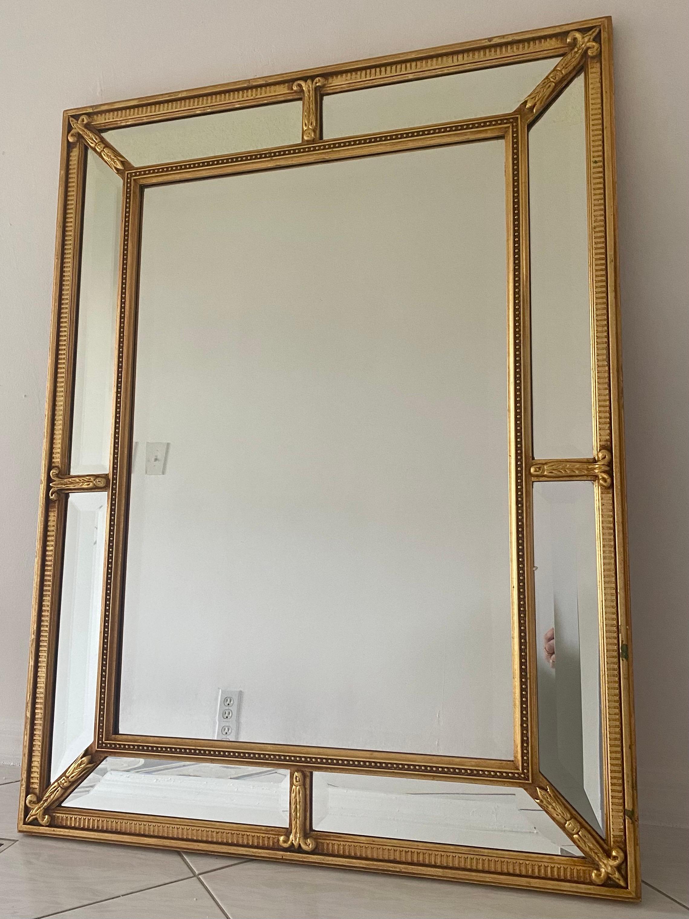 Mid-Century Neoclassical Gilt Wood Mirror In Good Condition In Miami, FL
