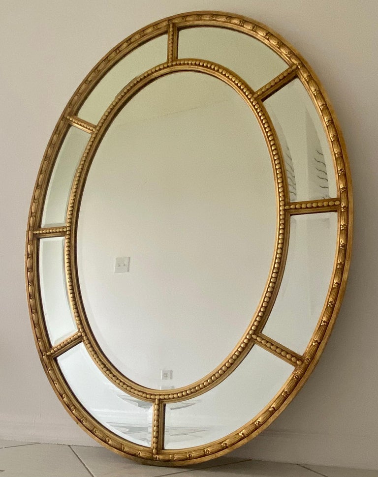 Mid-Century Neoclassical Gilt Wood Oval Mirror 5