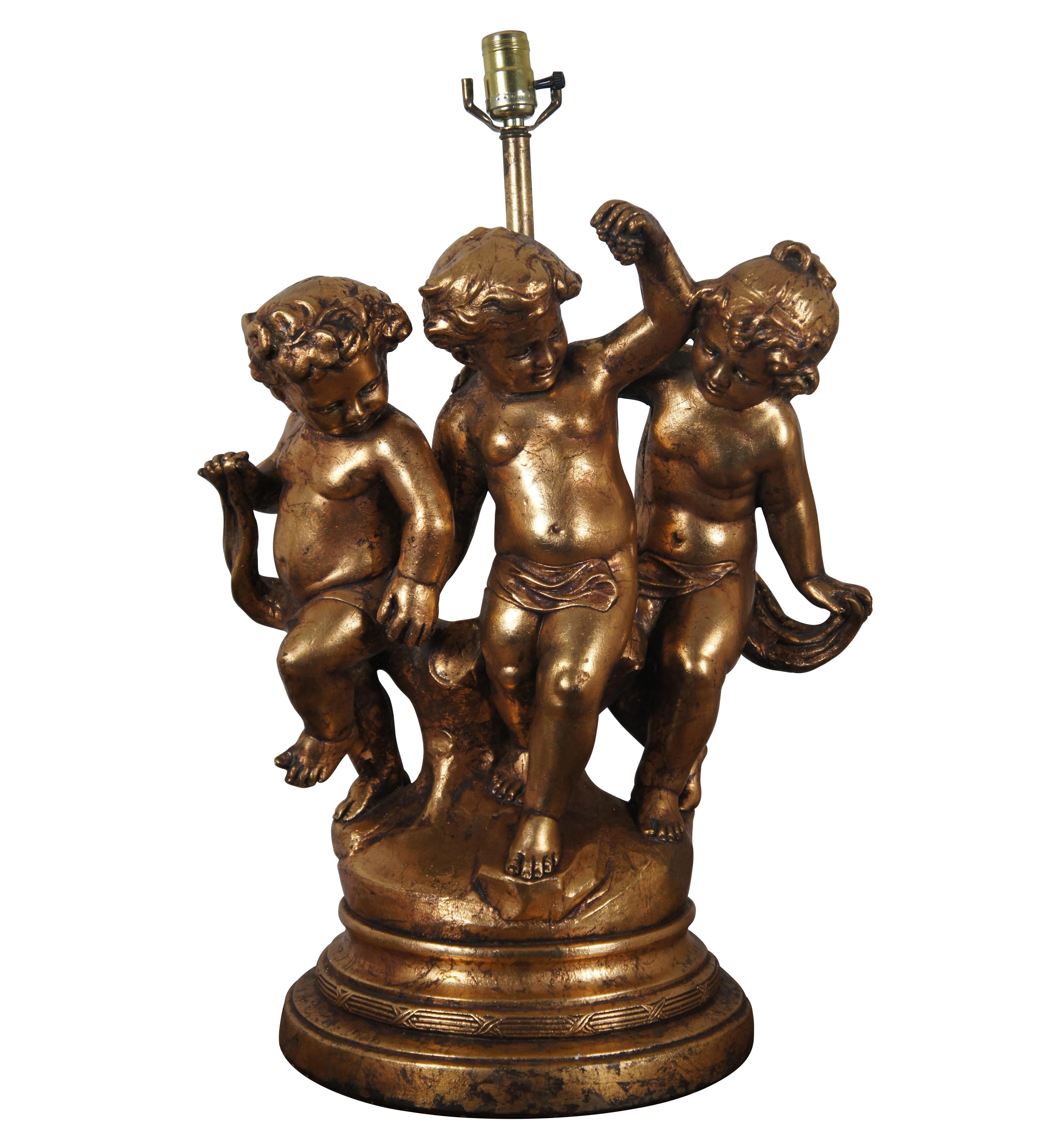 vintage brass cherub table lamp