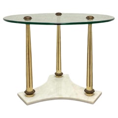 Mid Century Neoclassical Marble and Glass Side Table