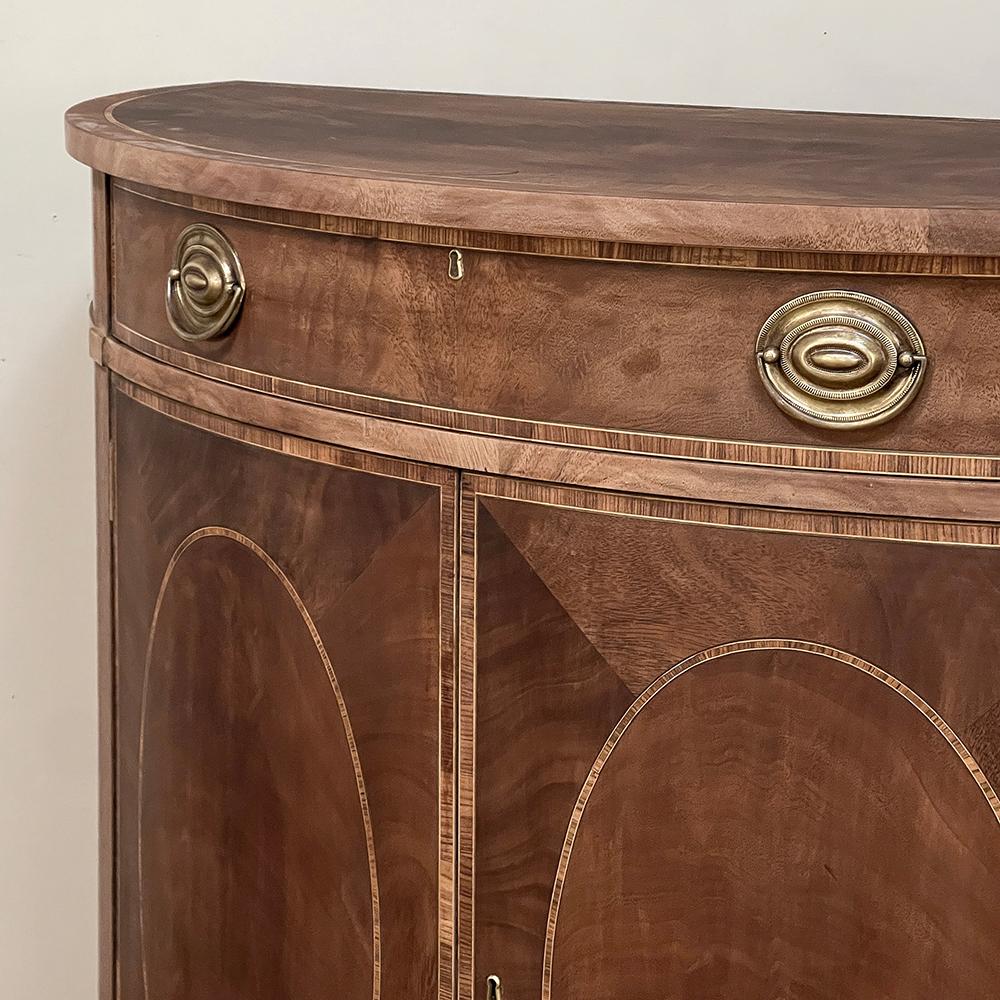 Mid-Century Neoclassical Revival Demilune Mahogany Cabinet ~ Console ~ Buffet For Sale 10