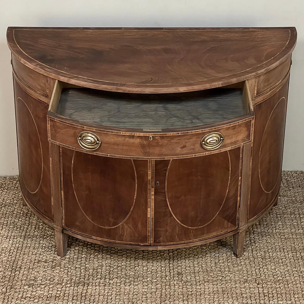 Mid-Century Neoclassical Revival Demilune Mahogany Cabinet ~ Console ~ Buffet For Sale 1