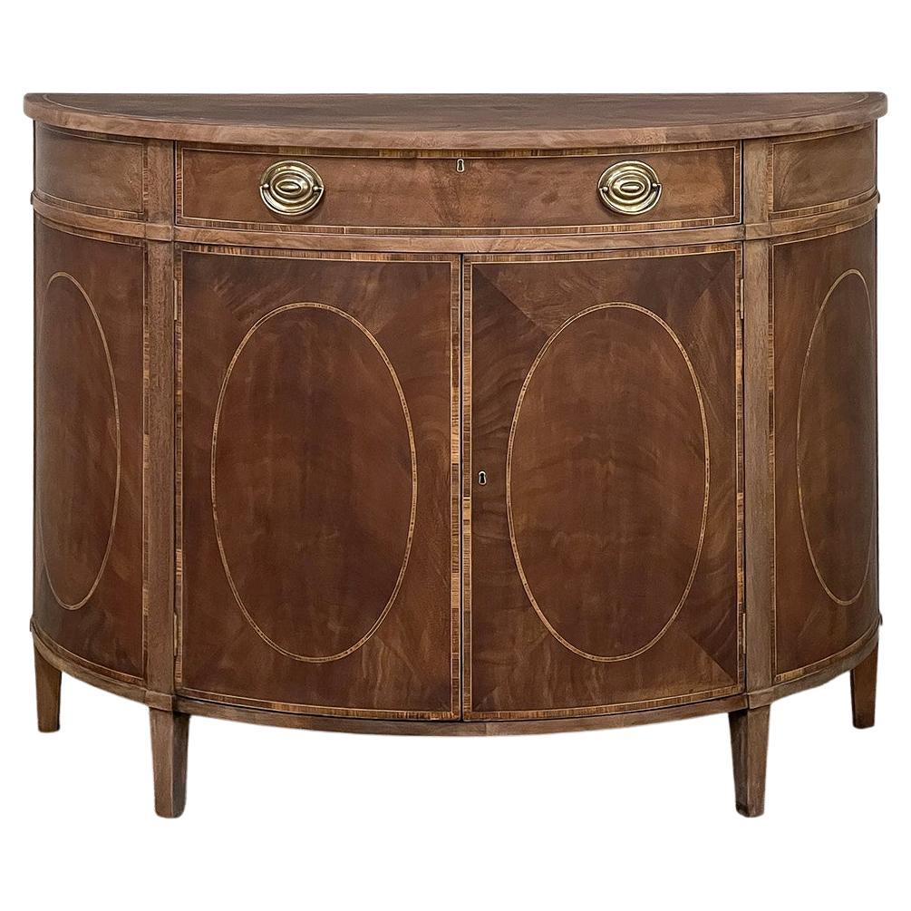 Mid-Century Neoclassical Revival Demilune Mahogany Cabinet ~ Console ~ Buffet For Sale