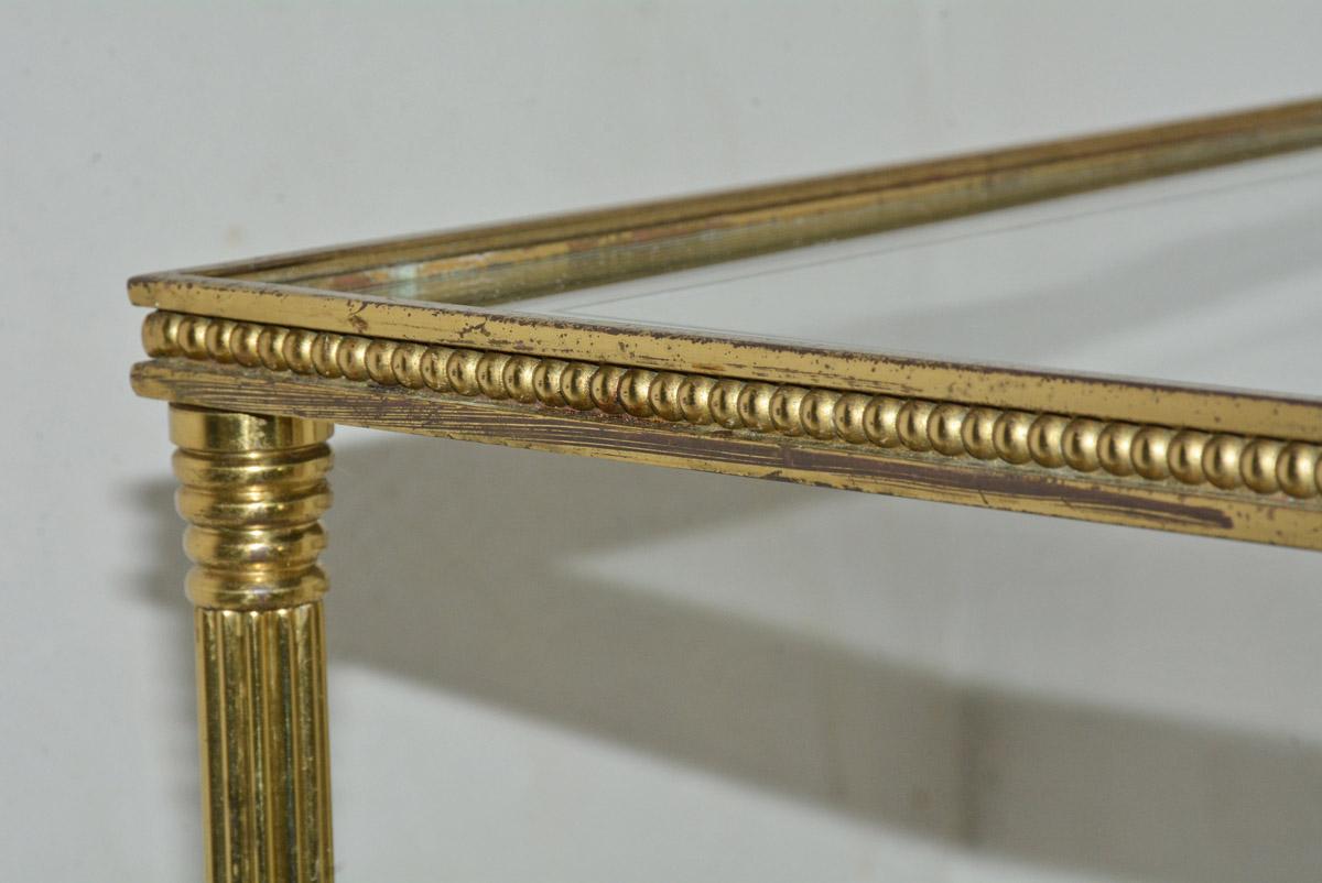 Midcentury Neoclassical Style Brass and Mirrored Side Table In Good Condition In Sheffield, MA
