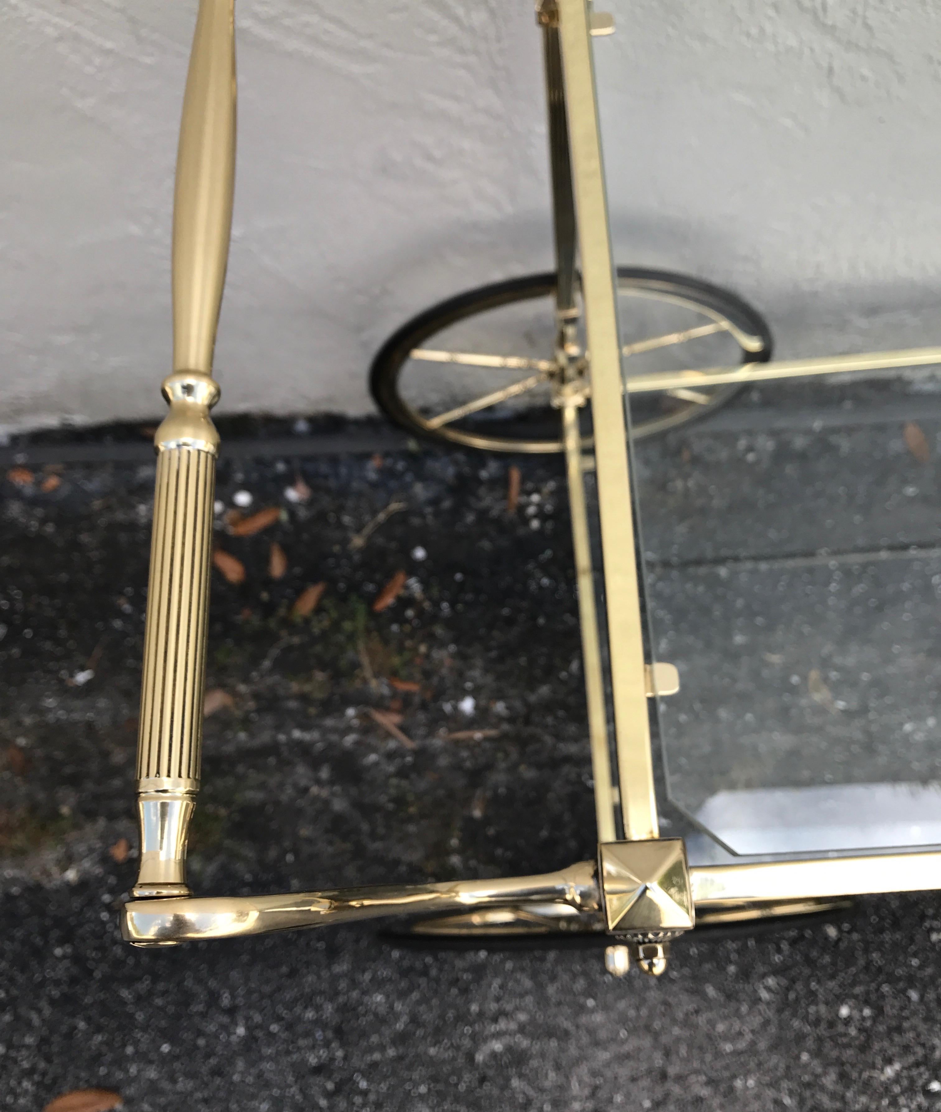 Mid Century Neoclassical Style Brass Bar Cart by Maison Jansen For Sale 13