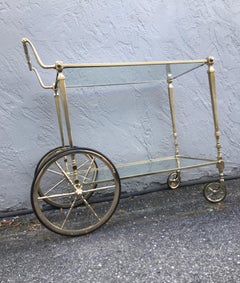 Mid Century Neoclassical Brass Bar Cart by Maison Jansen, 1950s