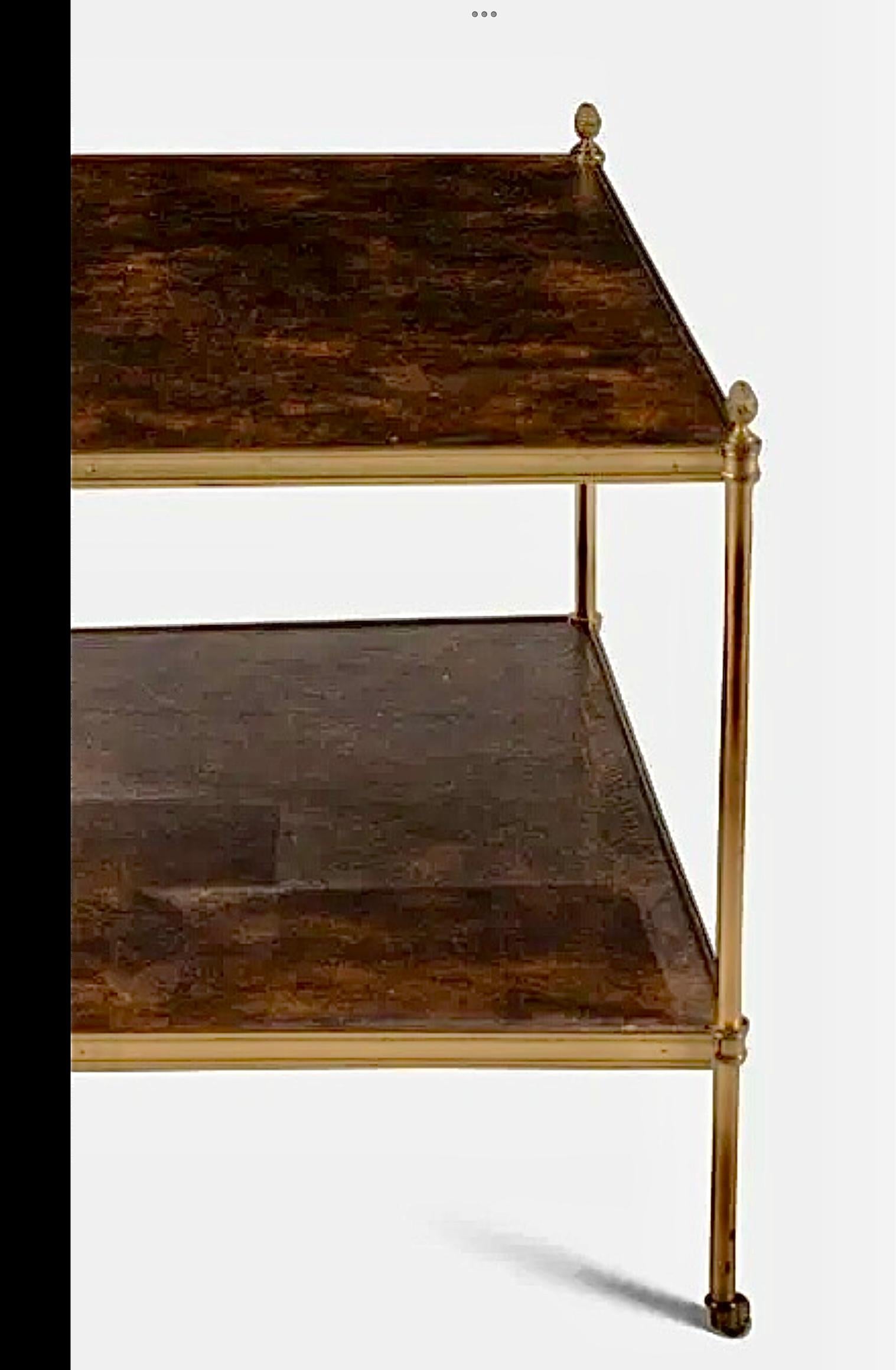 Maison Jansen Style Neoclassical Leather Top Brass Large Side Table For Sale 1