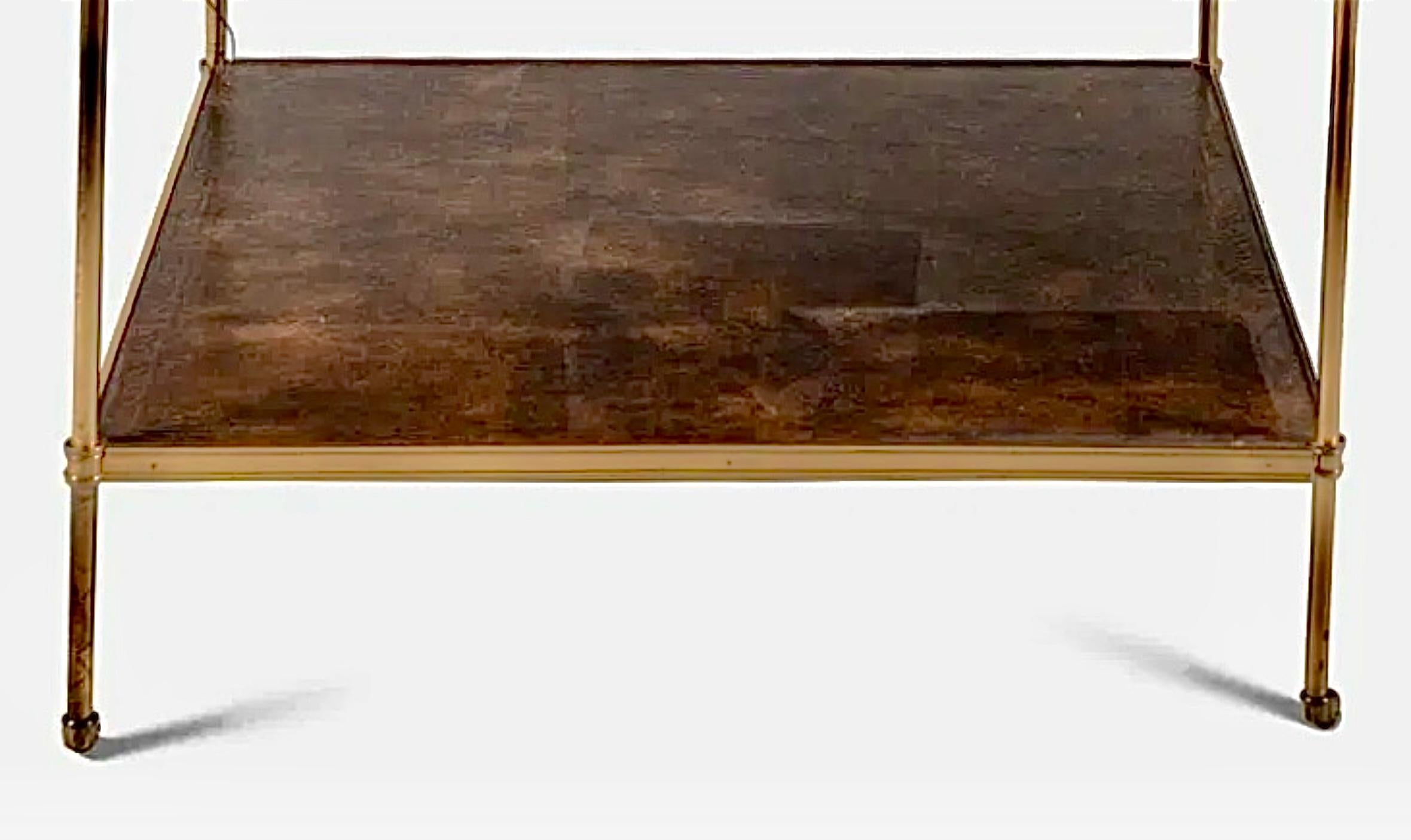 Maison Jansen Style Neoclassical Leather Top Brass Large Side Table For Sale 2