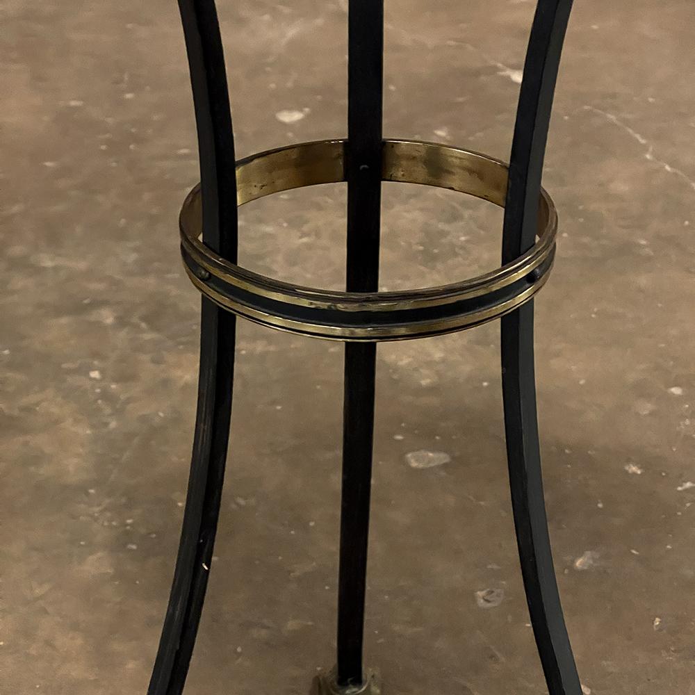 Mid-Century Neoclassical Wrought Iron, Brass & Marble Lamp Table For Sale 6