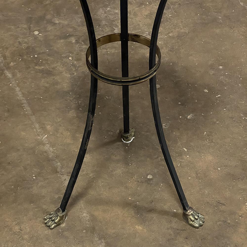 Mid-Century Neoclassical Wrought Iron, Brass & Marble Lamp Table For Sale 7