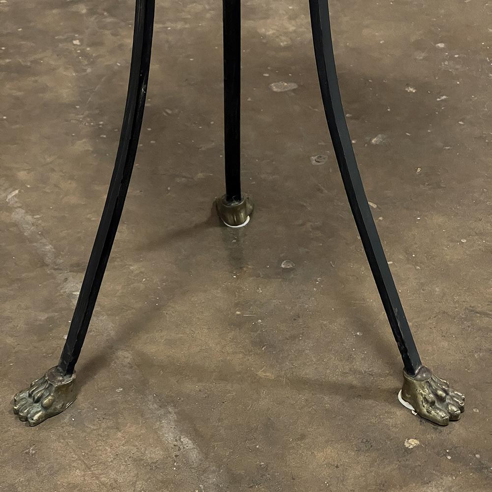 Mid-Century Neoclassical Wrought Iron, Brass & Marble Lamp Table For Sale 8
