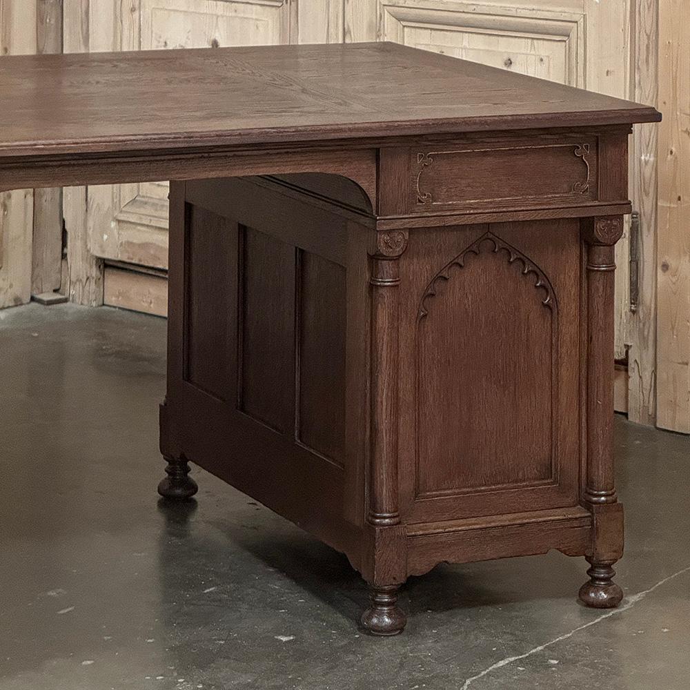 Mid-Century Neogothic Executive Desk by Jansen & Sons of Amsterdam For Sale 2