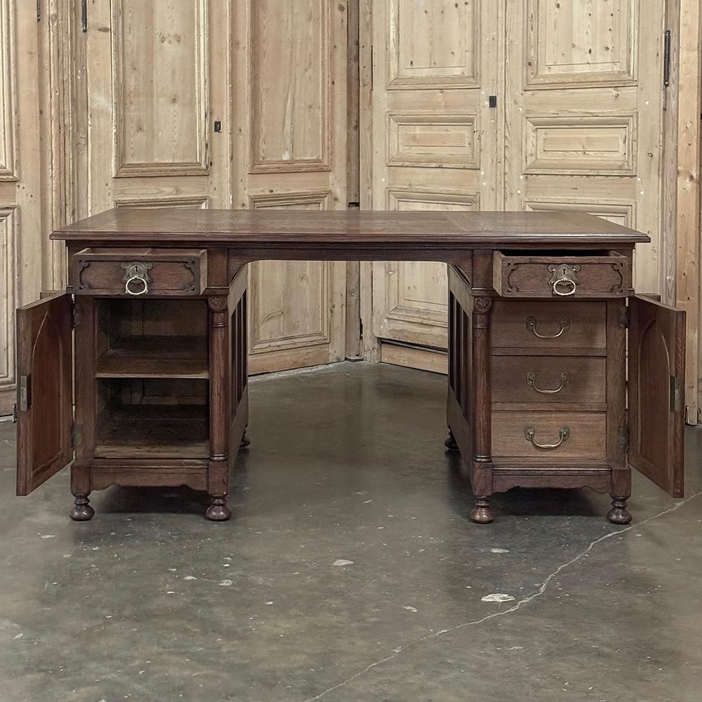 Mid-Century Neogothic Executive Desk by Jansen & Sons of Amsterdam For Sale 3