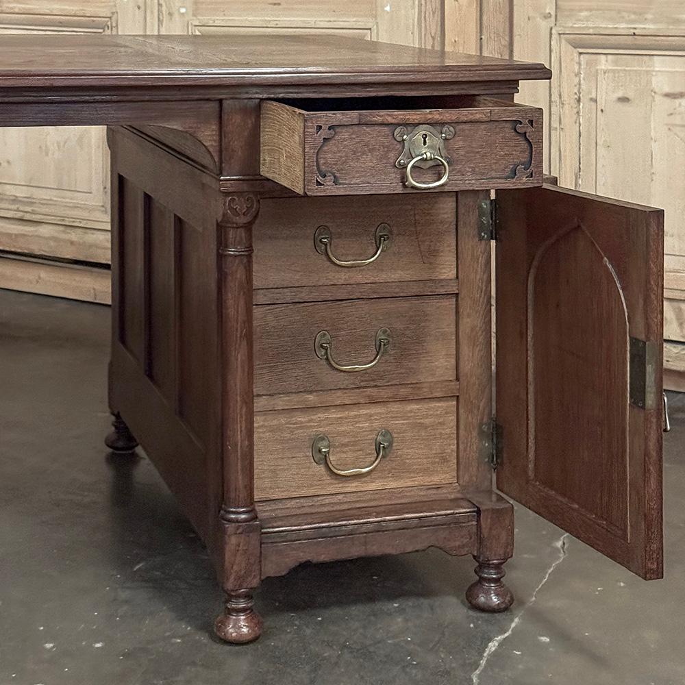 Mid-Century Neogothic Executive Desk by Jansen & Sons of Amsterdam For Sale 5