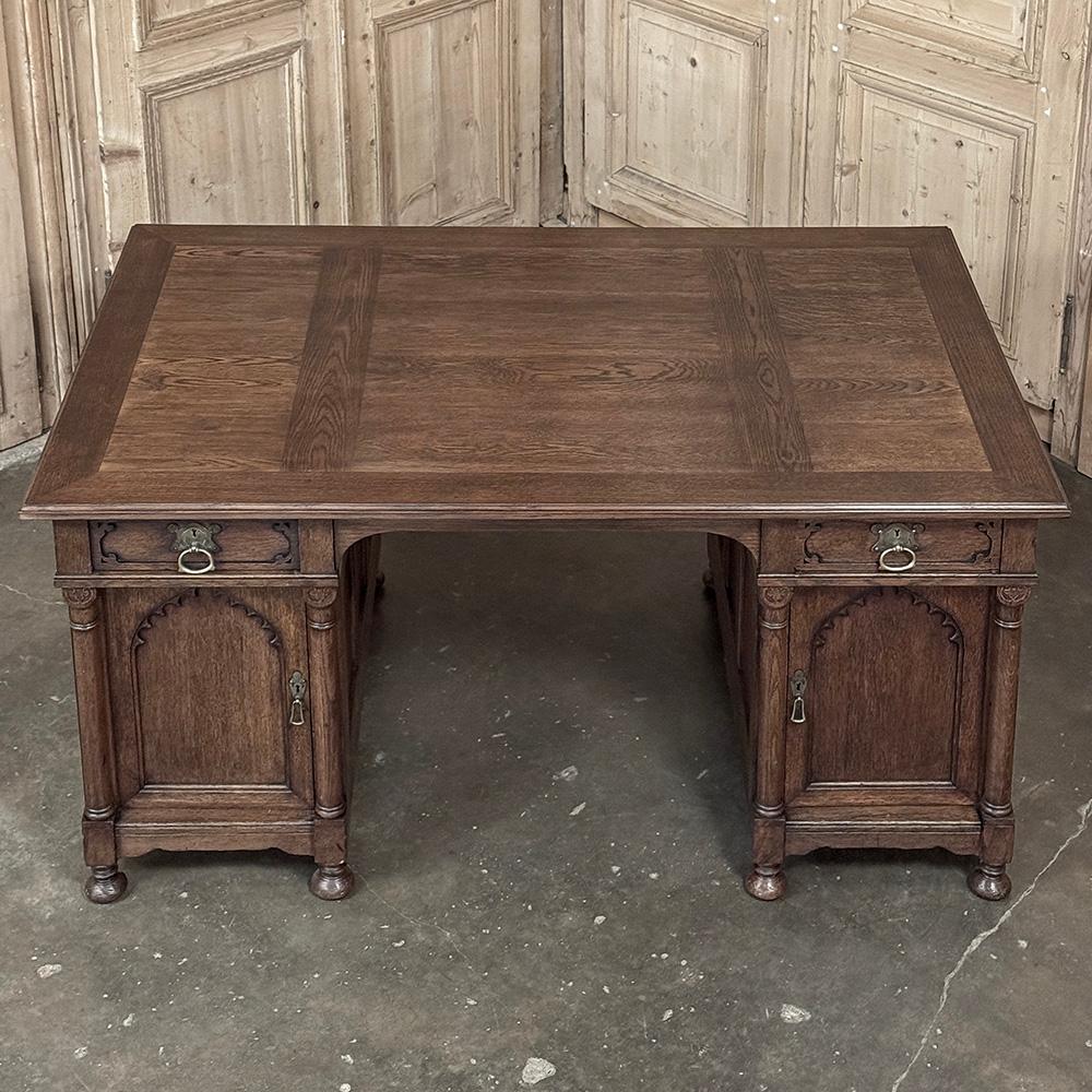 Mid-Century Neogothic Executive Desk by Jansen & Sons of Amsterdam For Sale 7