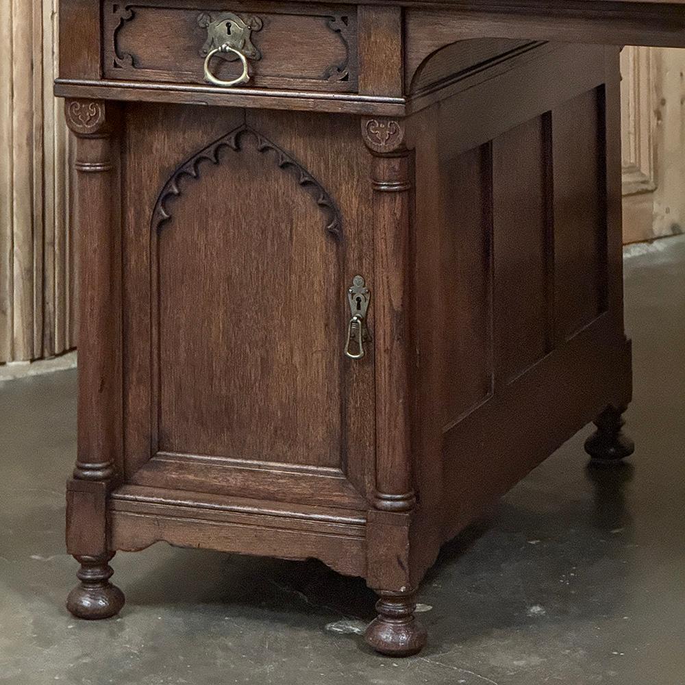 Mid-Century Neogothic Executive Desk by Jansen & Sons of Amsterdam For Sale 9