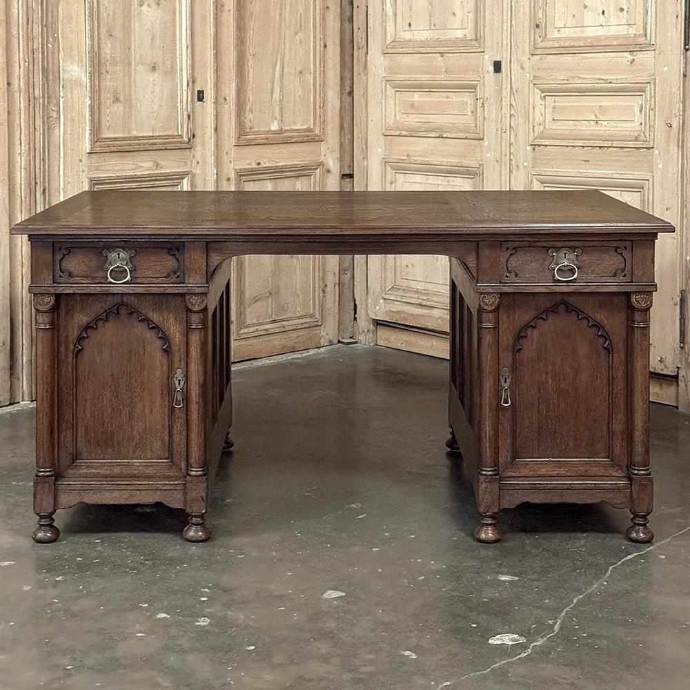 French Mid-Century Neogothic Executive Desk by Jansen & Sons of Amsterdam For Sale