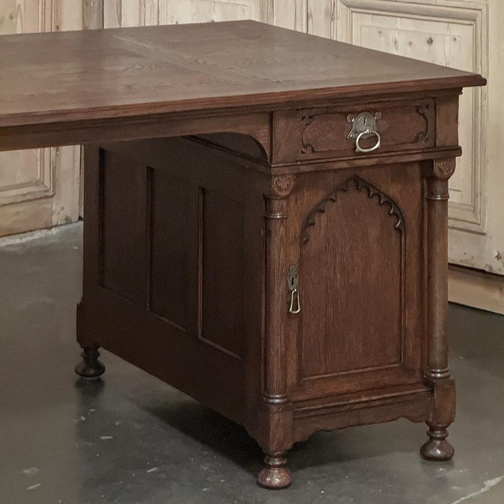 Mid-Century Neogothic Executive Desk by Jansen & Sons of Amsterdam In Good Condition For Sale In Dallas, TX