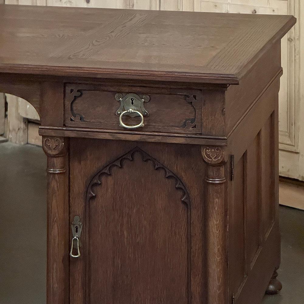 20th Century Mid-Century Neogothic Executive Desk by Jansen & Sons of Amsterdam For Sale