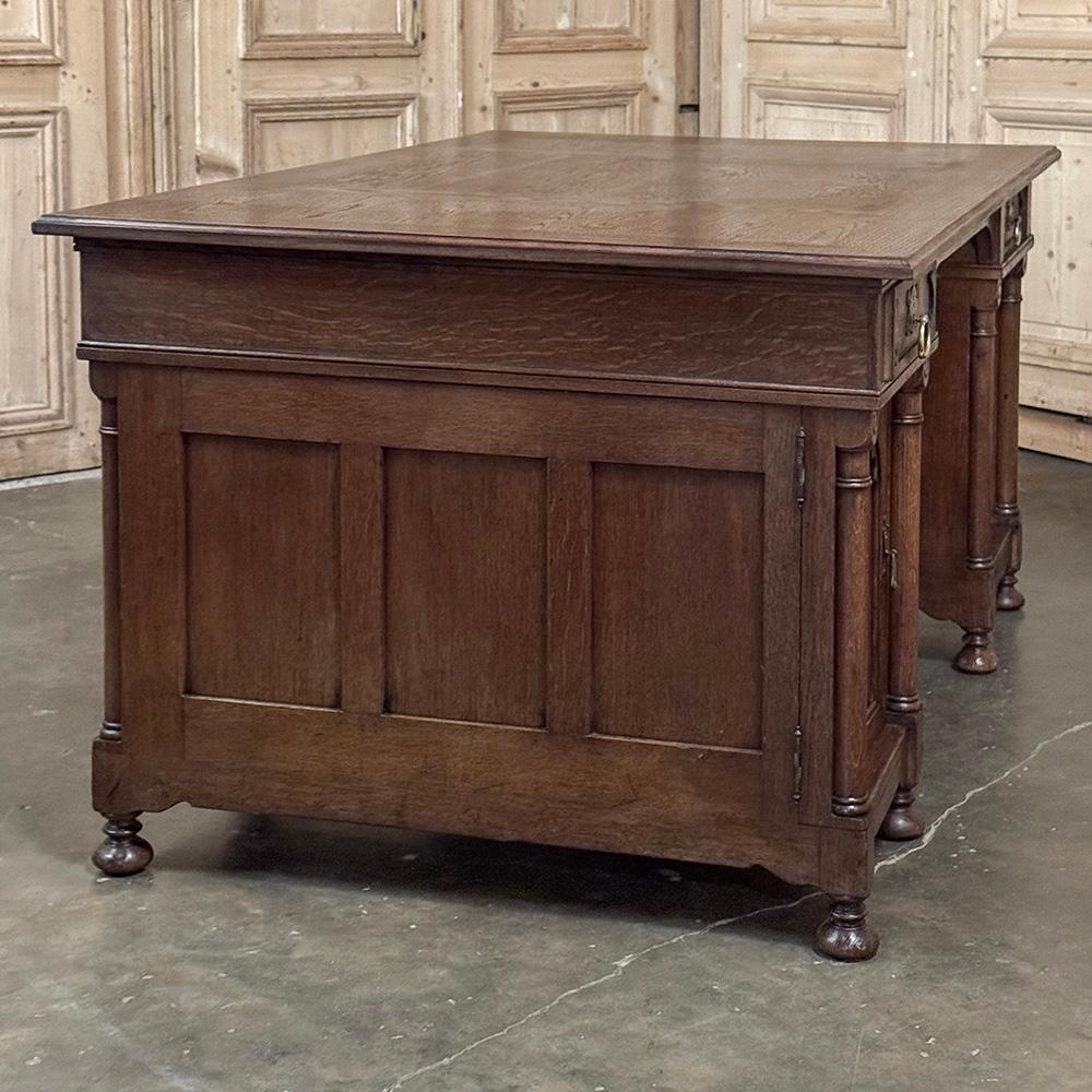Brass Mid-Century Neogothic Executive Desk by Jansen & Sons of Amsterdam For Sale
